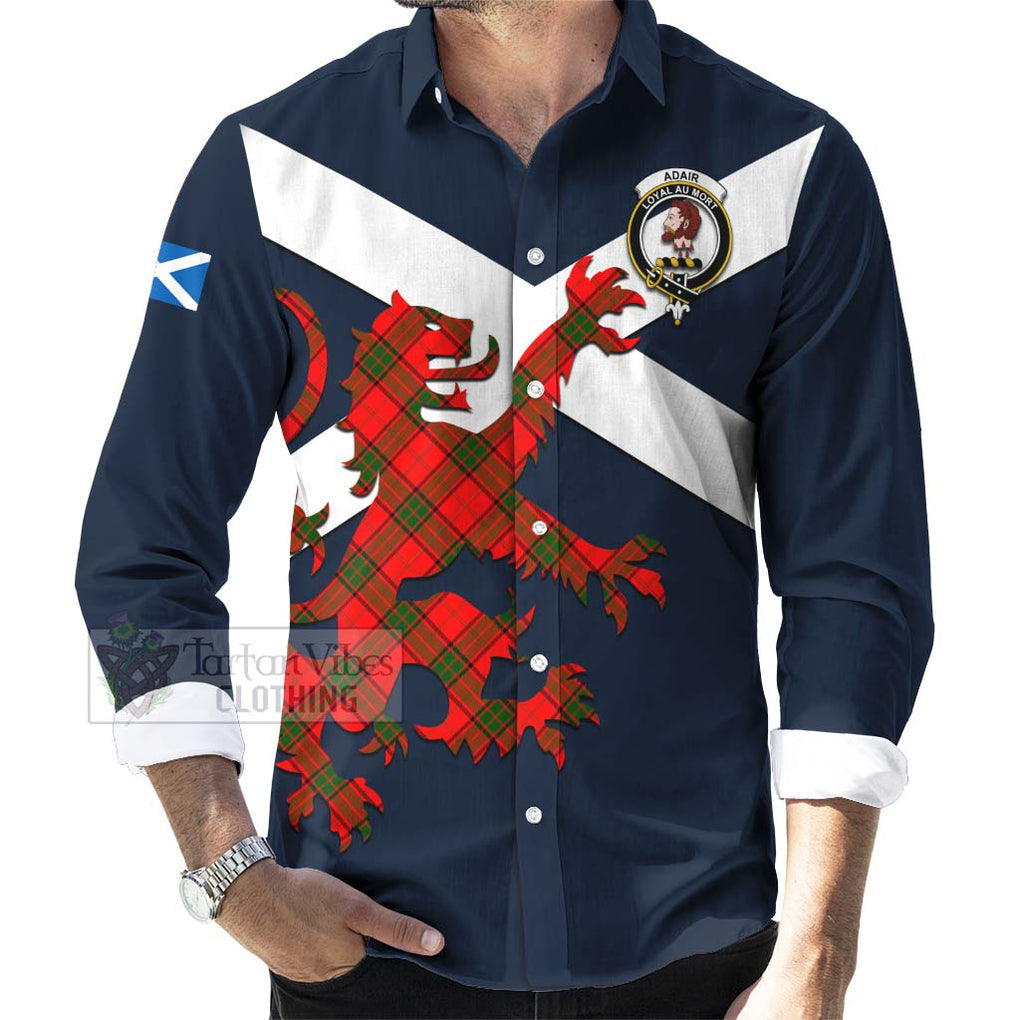 Tartan Vibes Clothing Adair Tartan Lion Rampant Long Sleeve Button Shirt – Proudly Display Your Heritage with Alba Gu Brath and Clan Name