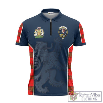Adair Tartan Zipper Polo Shirt with Family Crest and Lion Rampant Vibes Sport Style