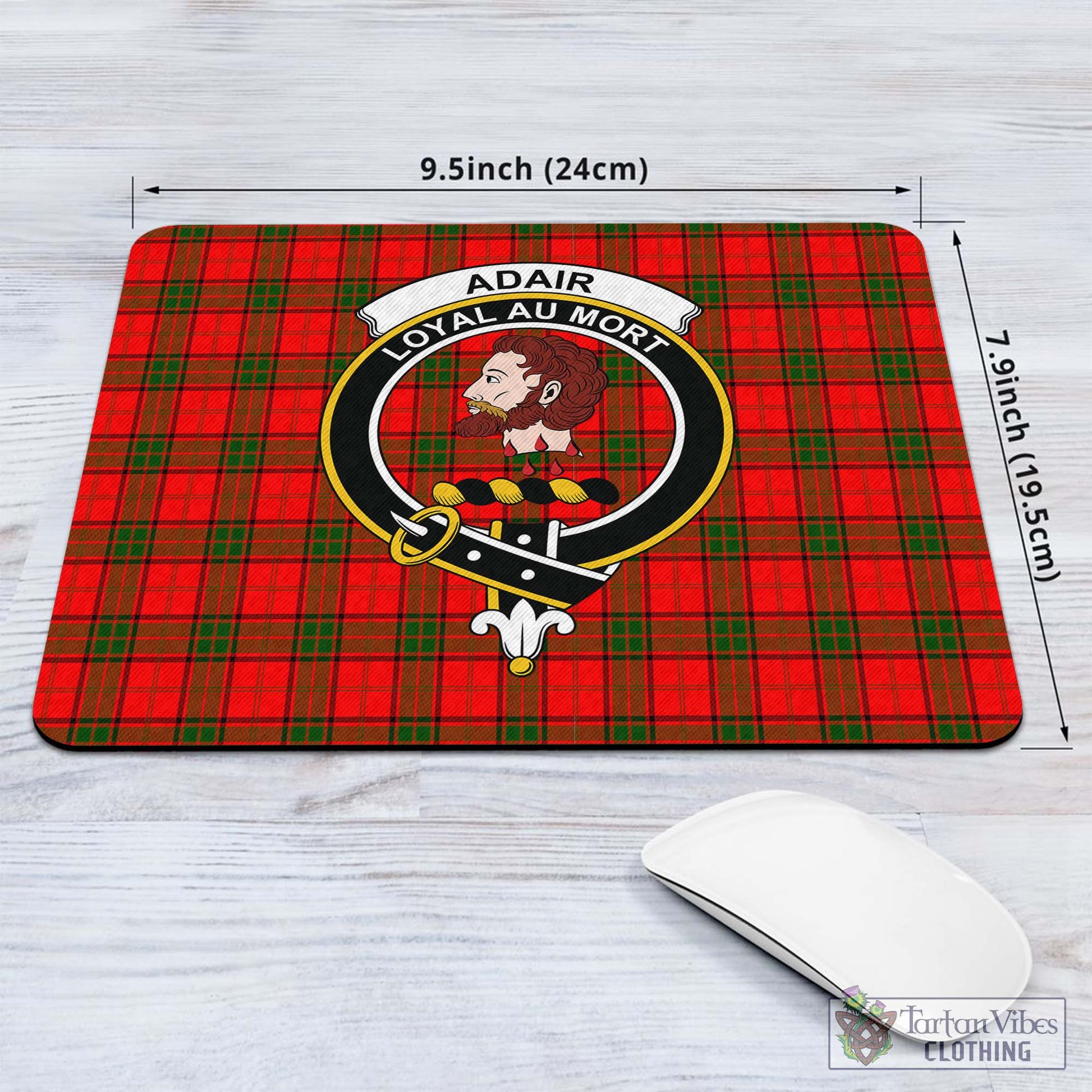 Tartan Vibes Clothing Adair Tartan Mouse Pad with Family Crest