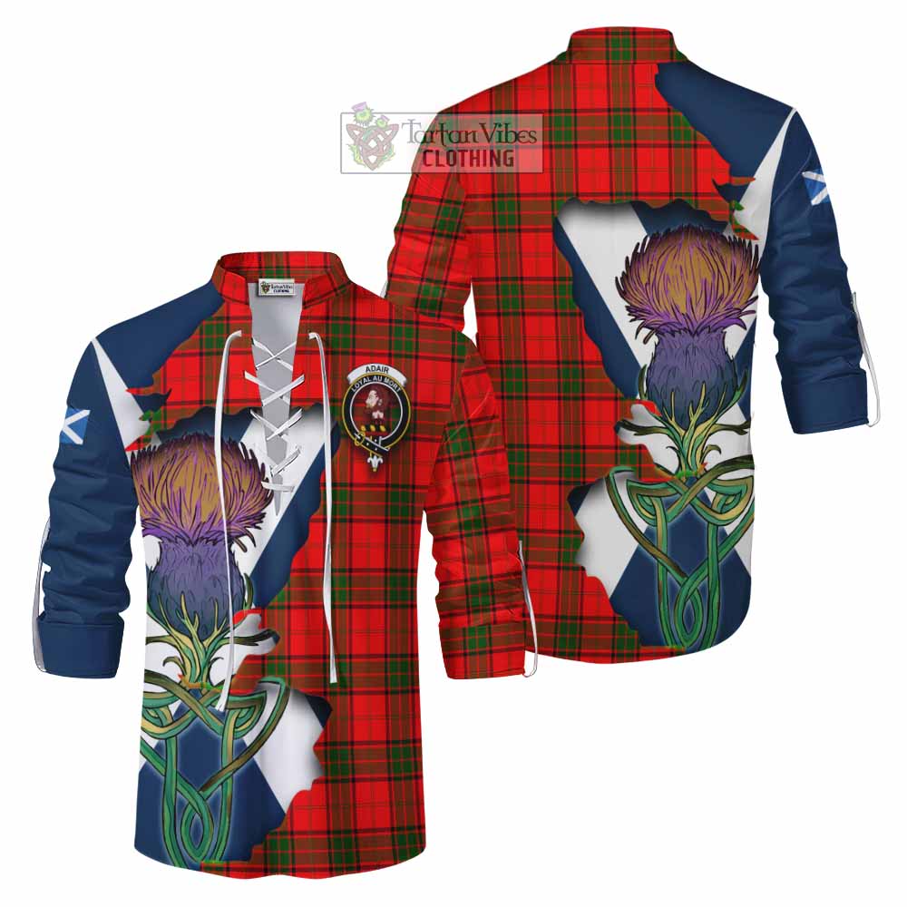 Tartan Vibes Clothing Adair Tartan Family Crest Ghillie Kilt Shirt Scottish Thistle Celtic Inspired