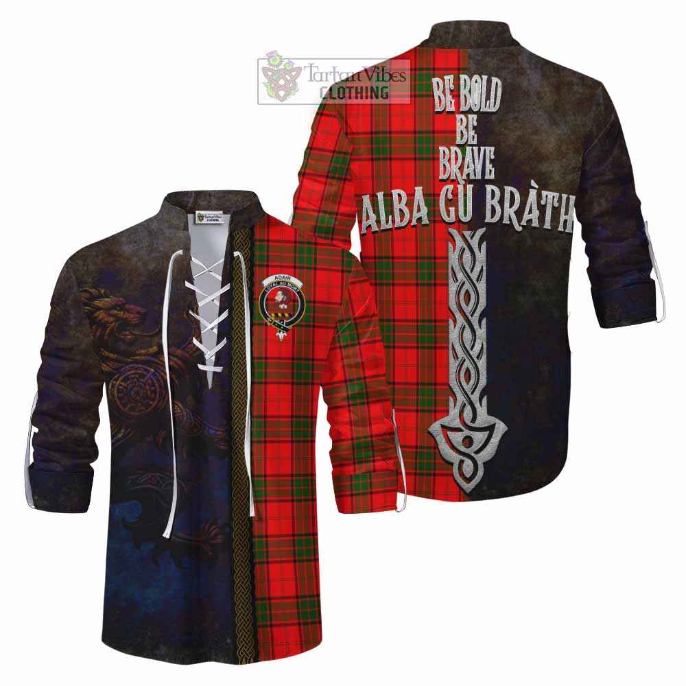 Tartan Vibes Clothing Adair Tartan Family Crest Ghillie Kilt Shirt Alba Gu Brath Be Brave Lion Ancient Style