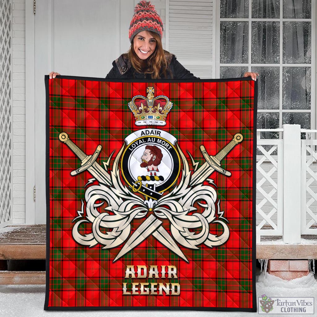 Tartan Vibes Clothing Adair Tartan Quilt with Clan Crest and the Golden Sword of Courageous Legacy