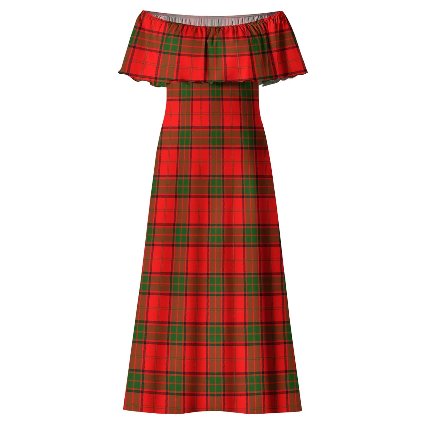 Adair Tartan Off Shoulder Long Dress - Tartanvibesclothing