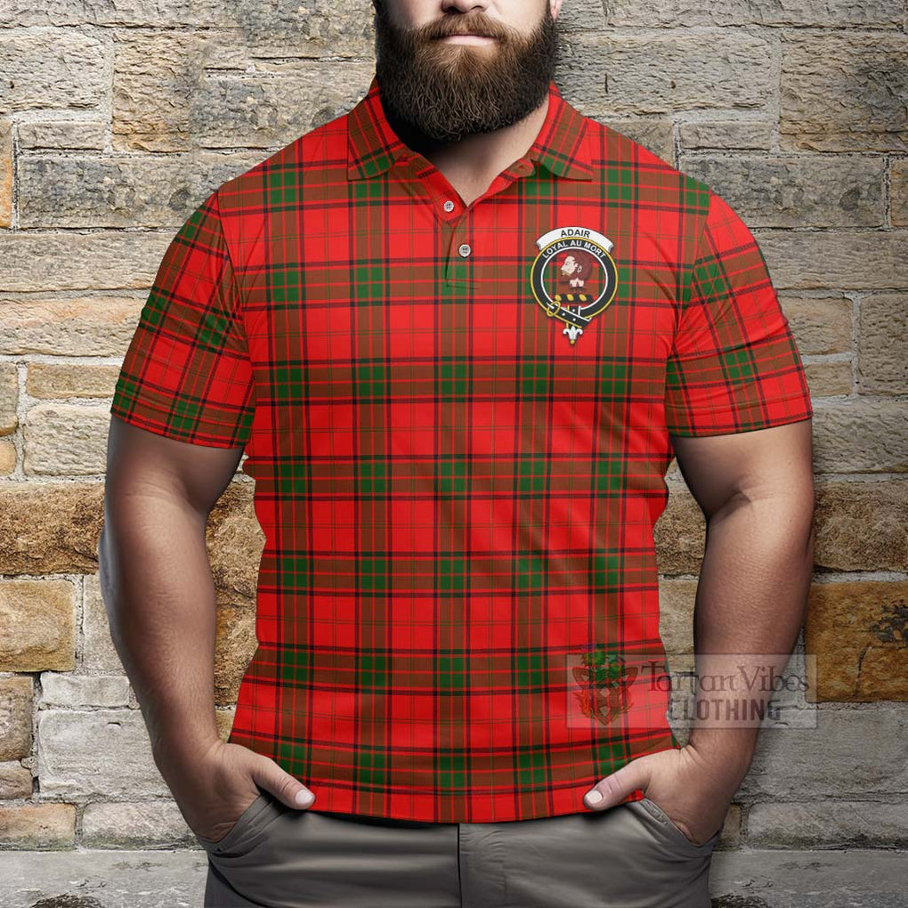 Tartan Vibes Clothing Adair Tartan Polo Shirt with Family Crest and Bearded Skull Holding Bottles of Whiskey