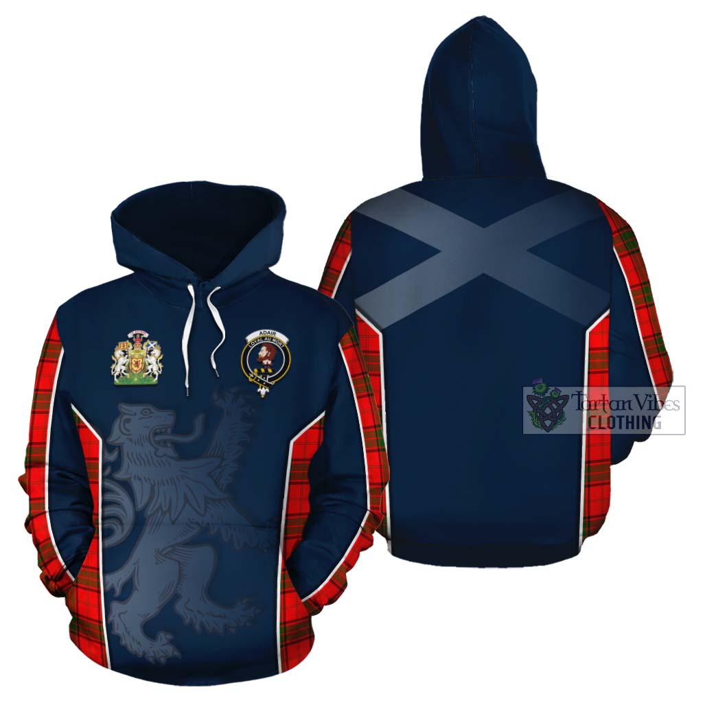 Tartan Vibes Clothing Adair Tartan Cotton Hoodie with Family Crest and Lion Rampant Vibes Sport Style