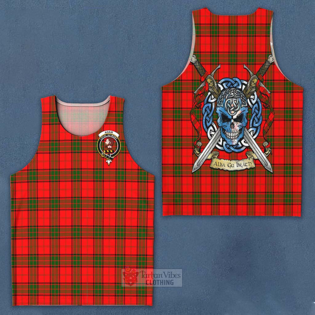 Tartan Vibes Clothing Adair Tartan Men's Tank Top with Family Crest Celtic Skull Style