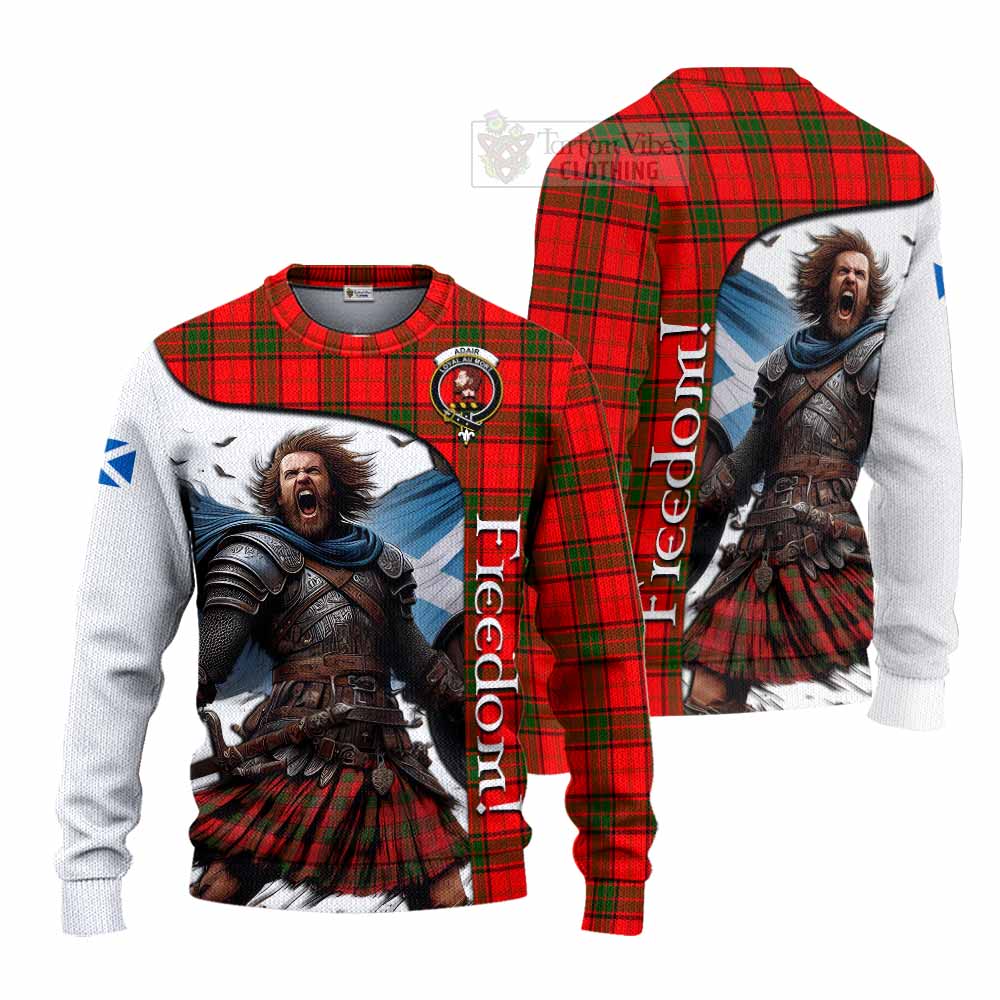 Tartan Vibes Clothing Adair Crest Tartan Knitted Sweater Inspired by the Freedom of Scottish Warrior