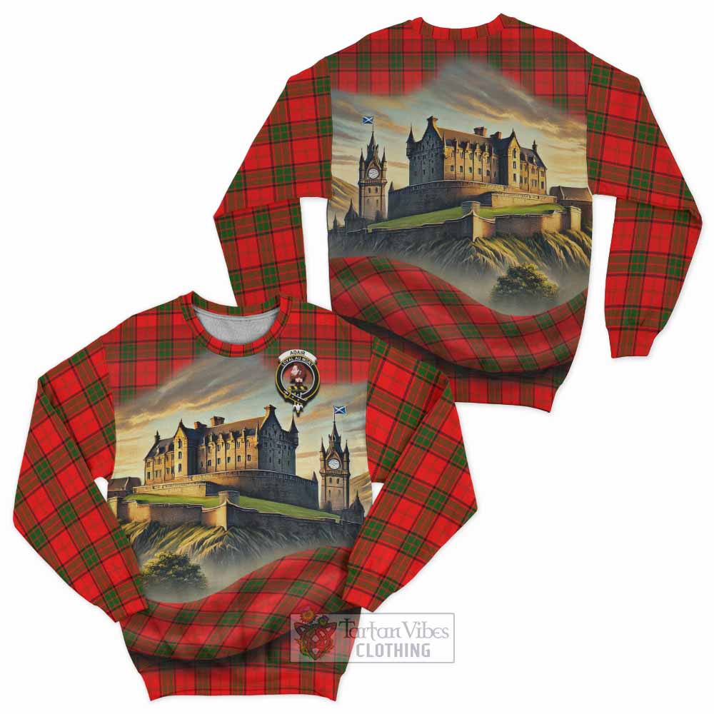 Tartan Vibes Clothing Adair Tartan Family Crest Sweatshirt with Scottish Ancient Castle Style