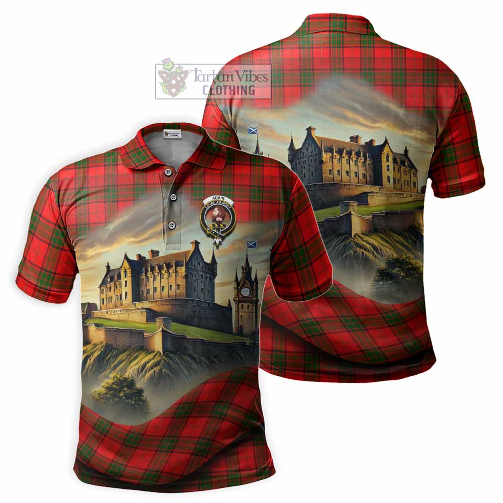 Tartan Vibes Clothing Adair Tartan Family Crest Polo Shirt with Scottish Ancient Castle Stype
