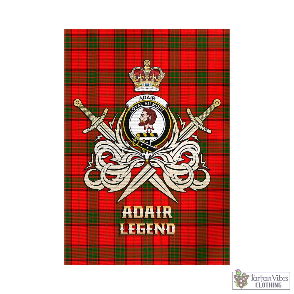 Tartan Vibes Clothing Adair Tartan Flag with Clan Crest and the Golden Sword of Courageous Legacy