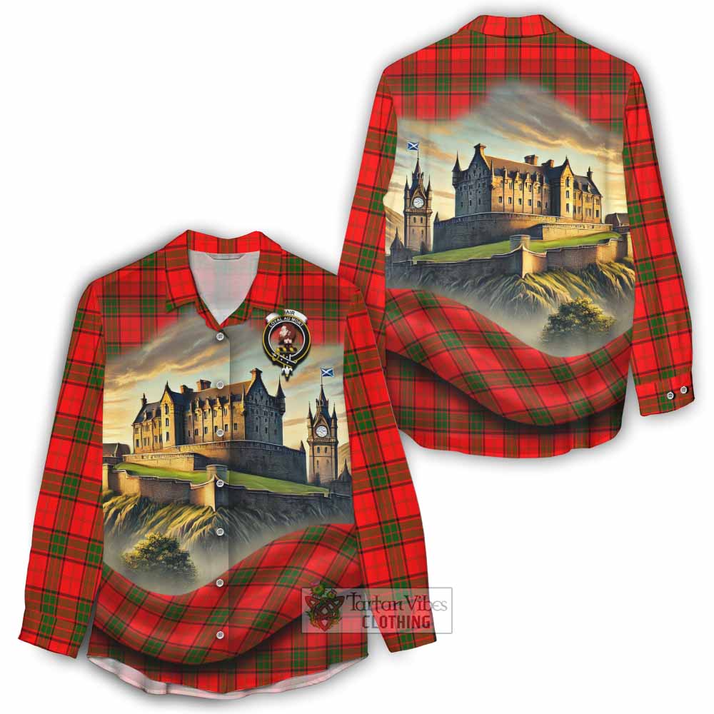 Tartan Vibes Clothing Adair Tartan Family Crest Women's Casual Shirt with Scottish Ancient Castle Style