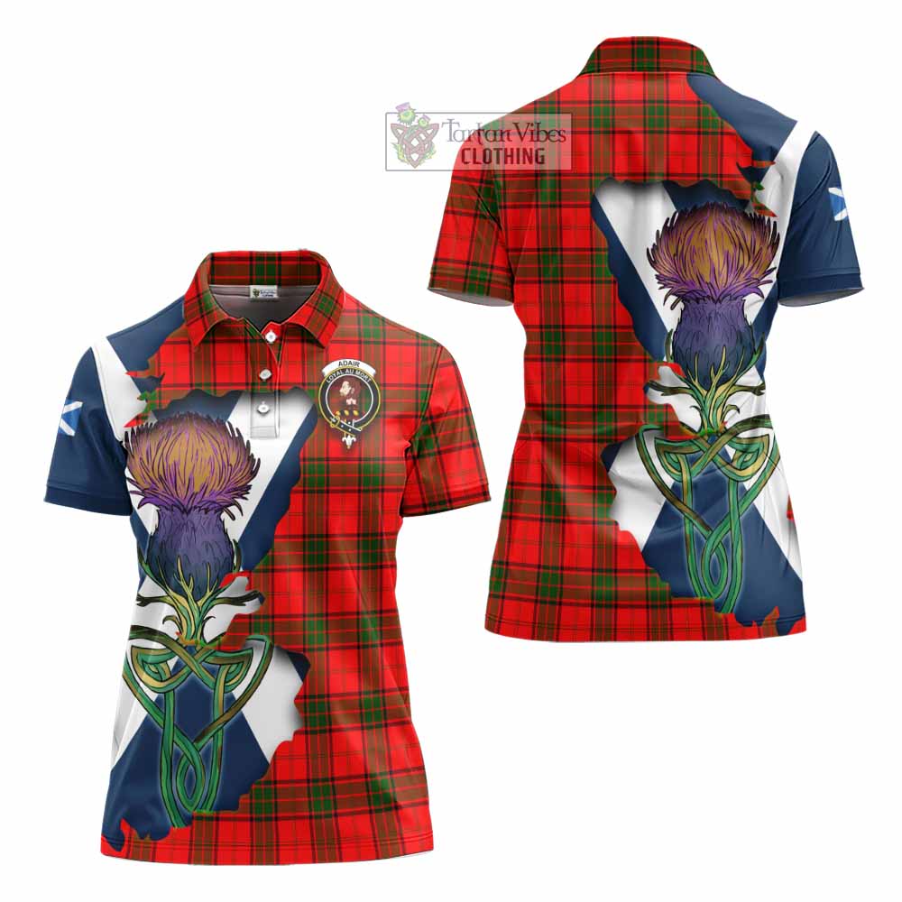 Tartan Vibes Clothing Adair Tartan Family Crest Women's Polo Shirt Scottish Thistle Celtic Inspired