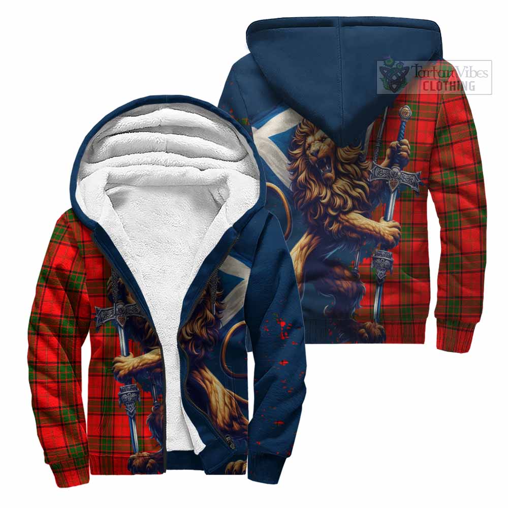 Tartan Vibes Clothing Adair Tartan Family Crest Sherpa Hoodie with Scottish Majestic Lion