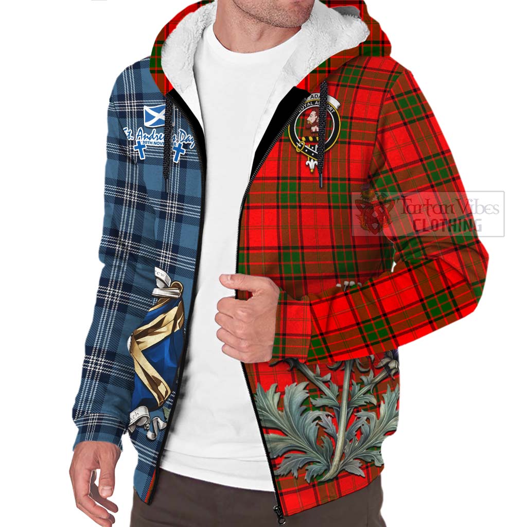 Tartan Vibes Clothing Adair Tartan Sherpa Hoodie Happy St. Andrew's Day Half Tartan Style