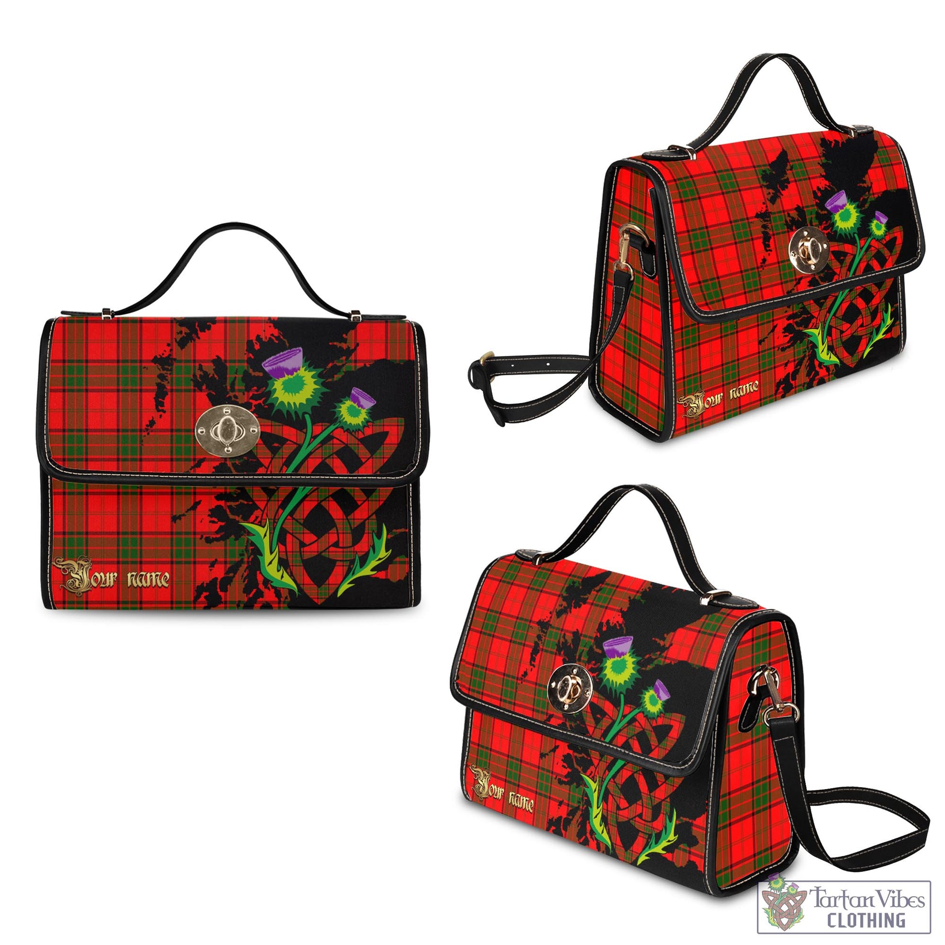Tartan Vibes Clothing Adair Tartan Waterproof Canvas Bag with Scotland Map and Thistle Celtic Accents