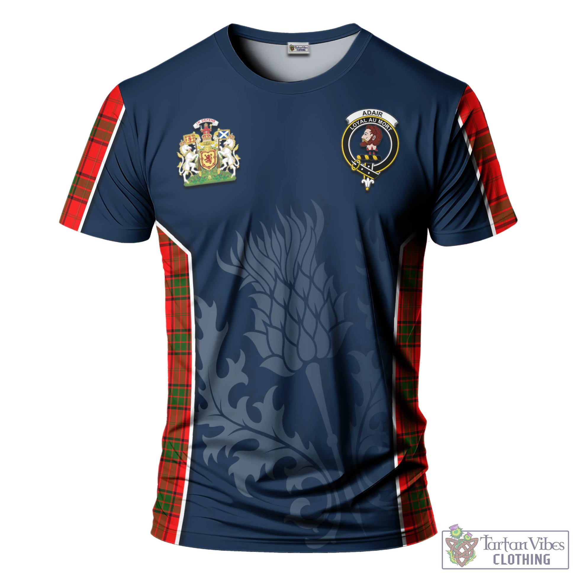Tartan Vibes Clothing Adair Tartan T-Shirt with Family Crest and Scottish Thistle Vibes Sport Style