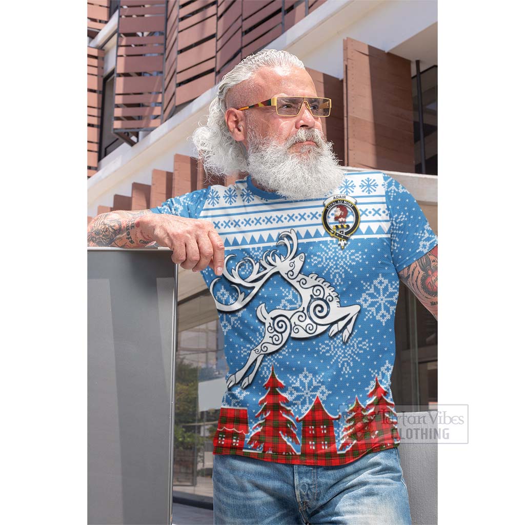 Tartan Vibes Clothing Adair Clan Christmas Cotton T-shirt Celtic Reindeer Style
