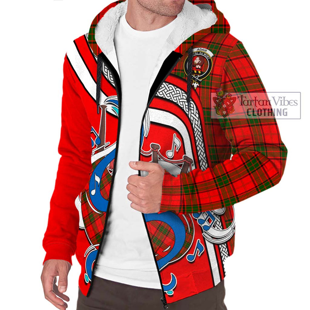 Adair Tartan Sherpa Hoodie with Epic Bagpipe Style Unisex - Tartanvibesclothing Shop