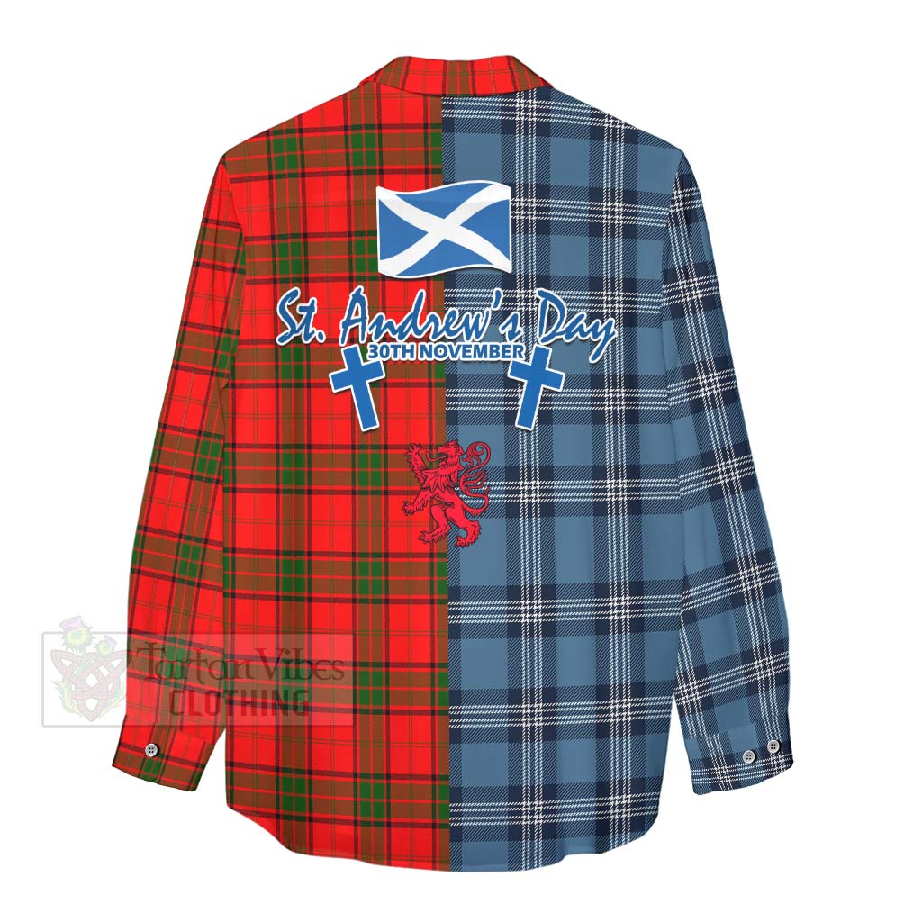 Tartan Vibes Clothing Adair Tartan Women's Casual Shirt Happy St. Andrew's Day Half Tartan Style