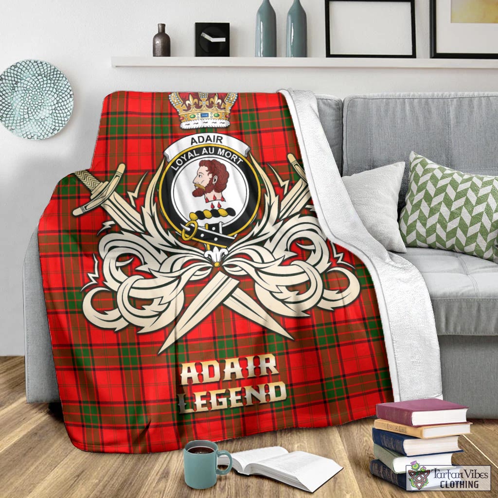 Tartan Vibes Clothing Adair Tartan Blanket with Clan Crest and the Golden Sword of Courageous Legacy