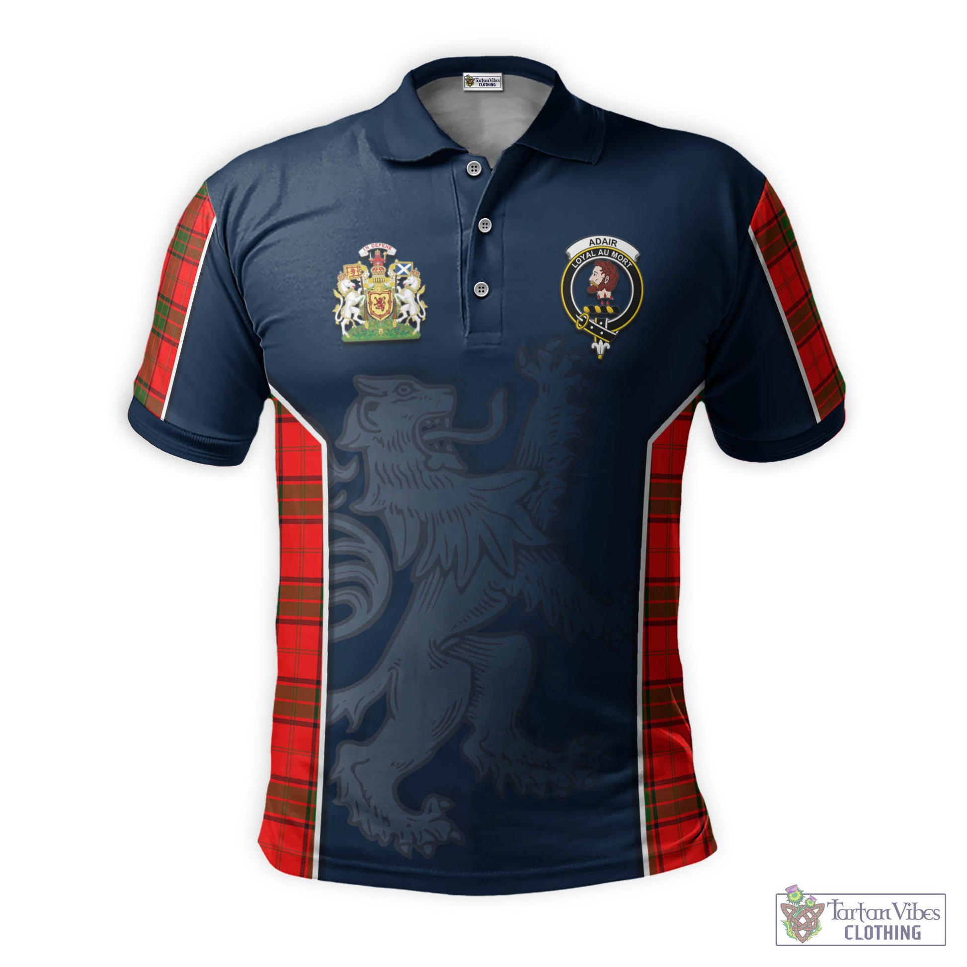 Tartan Vibes Clothing Adair Tartan Men's Polo Shirt with Family Crest and Lion Rampant Vibes Sport Style