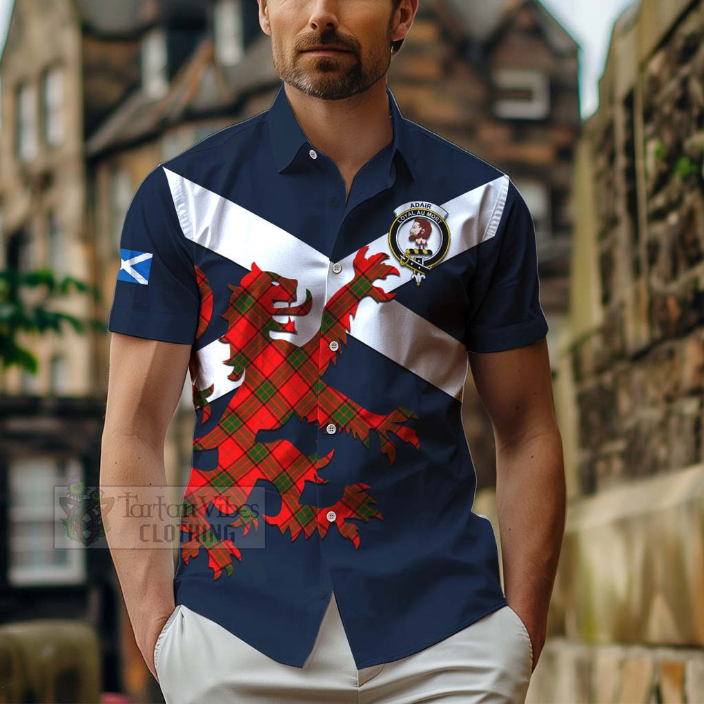 Tartan Vibes Clothing Adair Tartan Lion Rampant Short Sleeve Button Shirt – Proudly Display Your Heritage with Alba Gu Brath and Clan Name