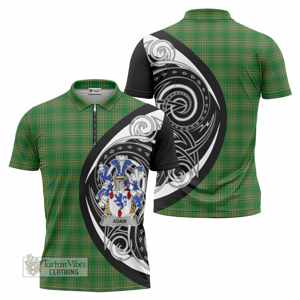 Tartan Vibes Clothing Adair Irish Clan Zipper Polo Shirt Celtic Circle Style