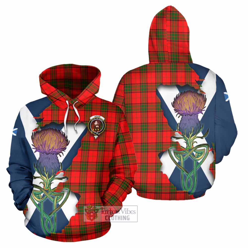 Tartan Vibes Clothing Adair Tartan Family Crest Hoodie Scottish Thistle Celtic Inspired
