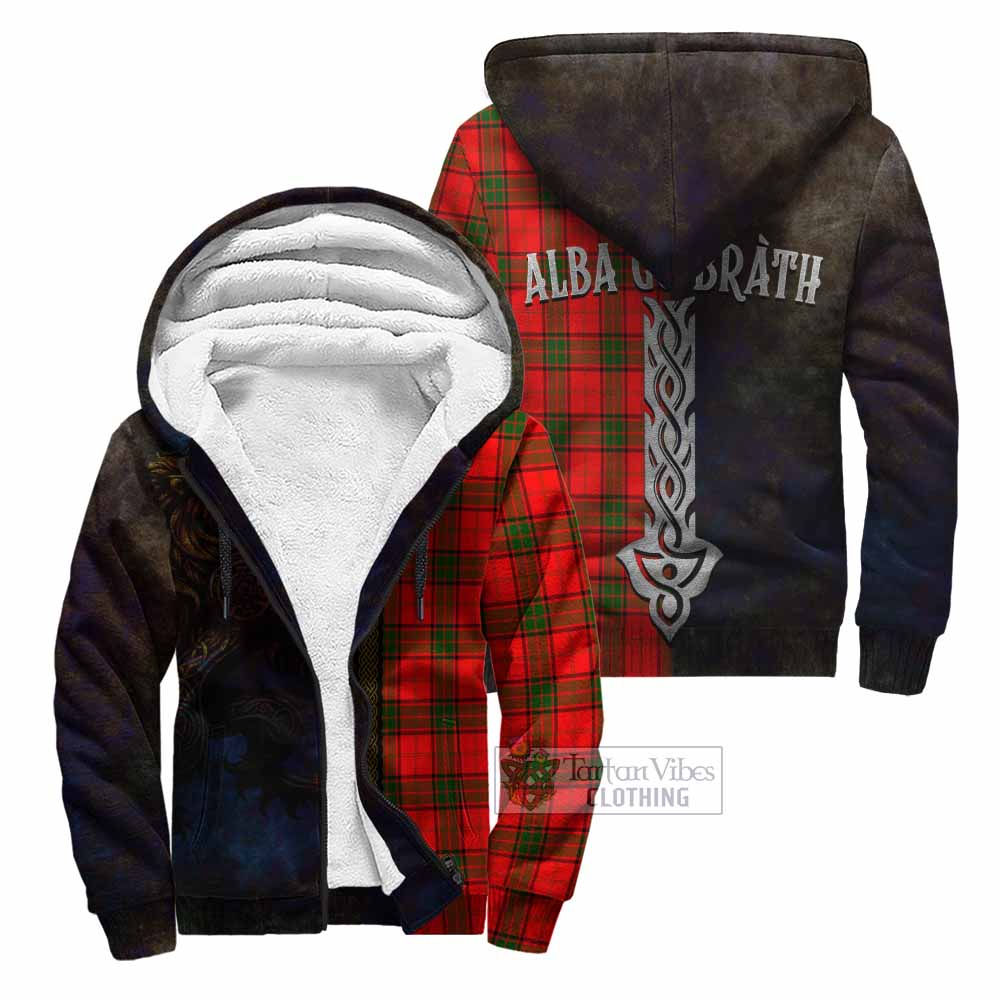 Tartan Vibes Clothing Adair Tartan Family Crest Sherpa Hoodie Alba Gu Brath Be Brave Lion Ancient Style
