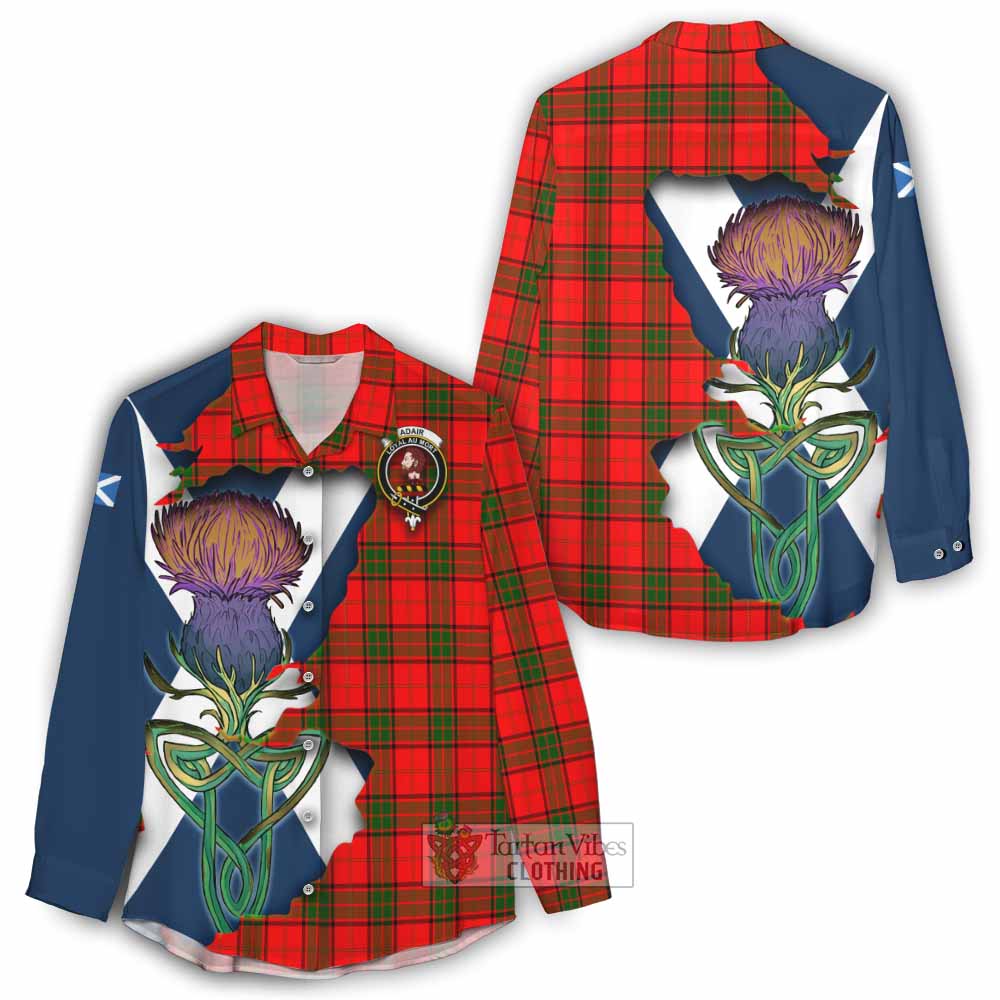 Tartan Vibes Clothing Adair Tartan Family Crest Women's Casual Shirt Scottish Thistle Celtic Inspired