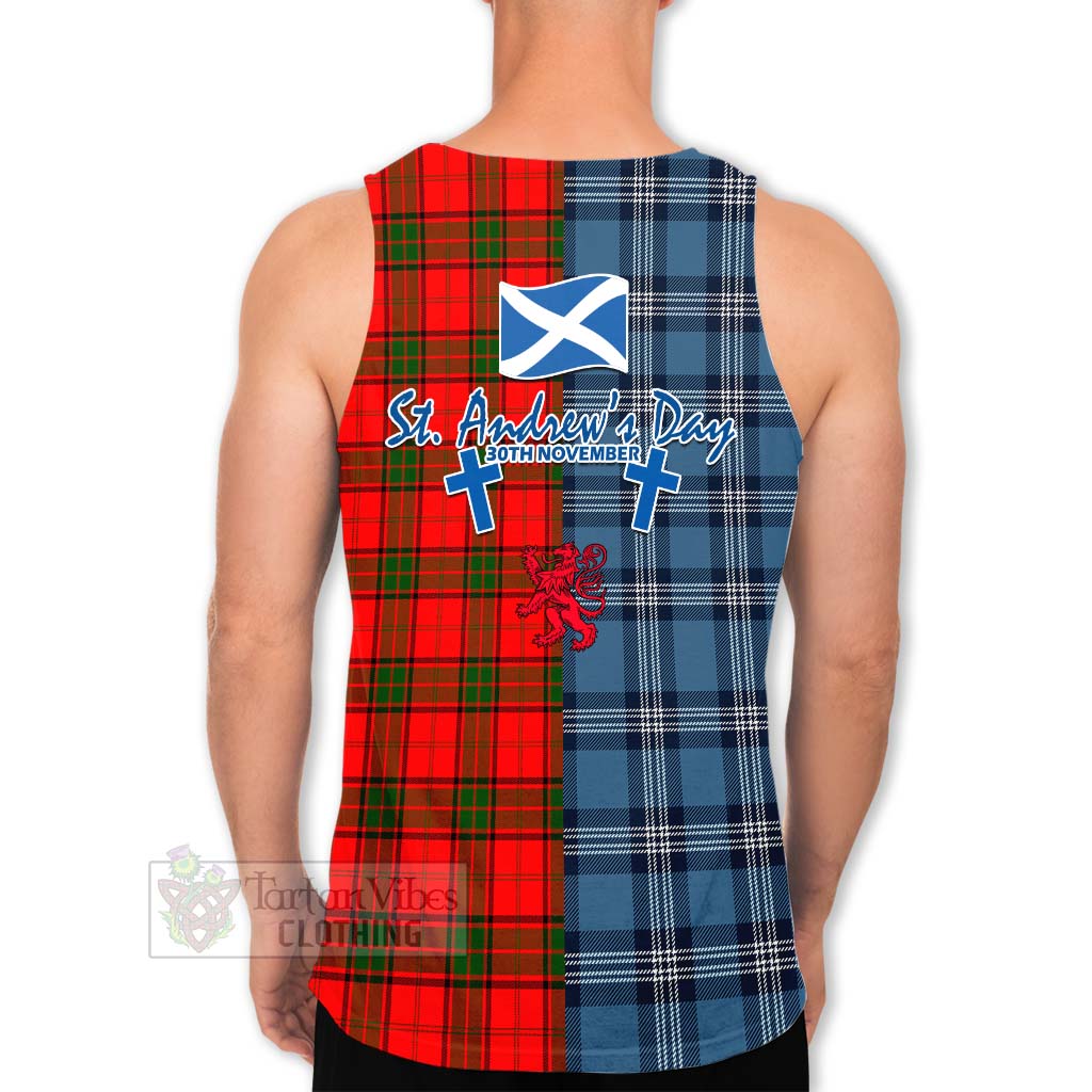 Tartan Vibes Clothing Adair Tartan Men's Tank Top Happy St. Andrew's Day Half Tartan Style
