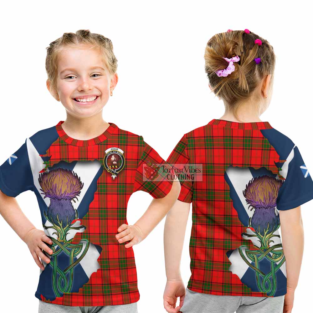 Tartan Vibes Clothing Adair Tartan Family Crest Kid T-Shirt Scottish Thistle Celtic Inspired
