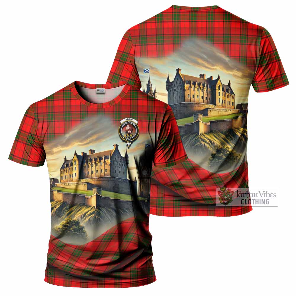 Tartan Vibes Clothing Adair Tartan Family Crest T-Shirt with Scottish Ancient Castle Stype