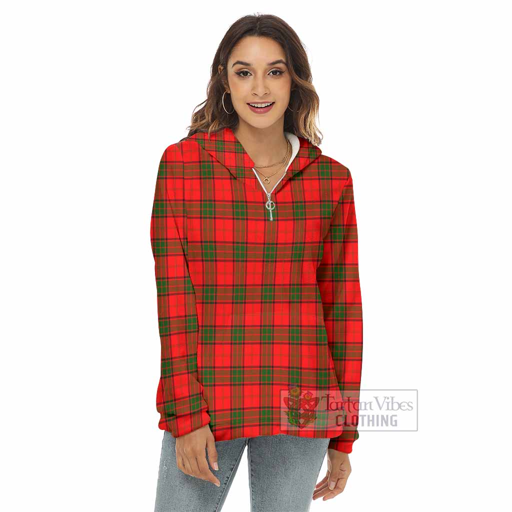 Tartan Vibes Clothing Adair Tartan Women's Borg  Half Zip Fleece Hoodie