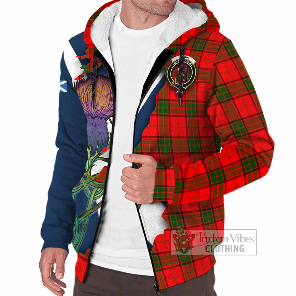 Tartan Vibes Clothing Adair Tartan Family Crest Sherpa Hoodie Scottish Thistle Celtic Inspired