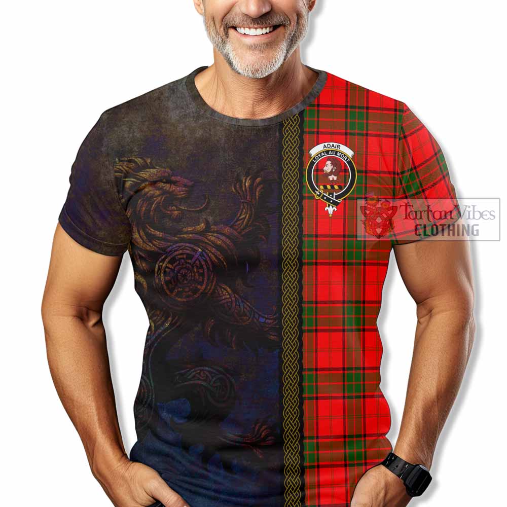 Tartan Vibes Clothing Adair Tartan Family Crest T-Shirt Alba Gu Brath Be Brave Lion Ancient Style