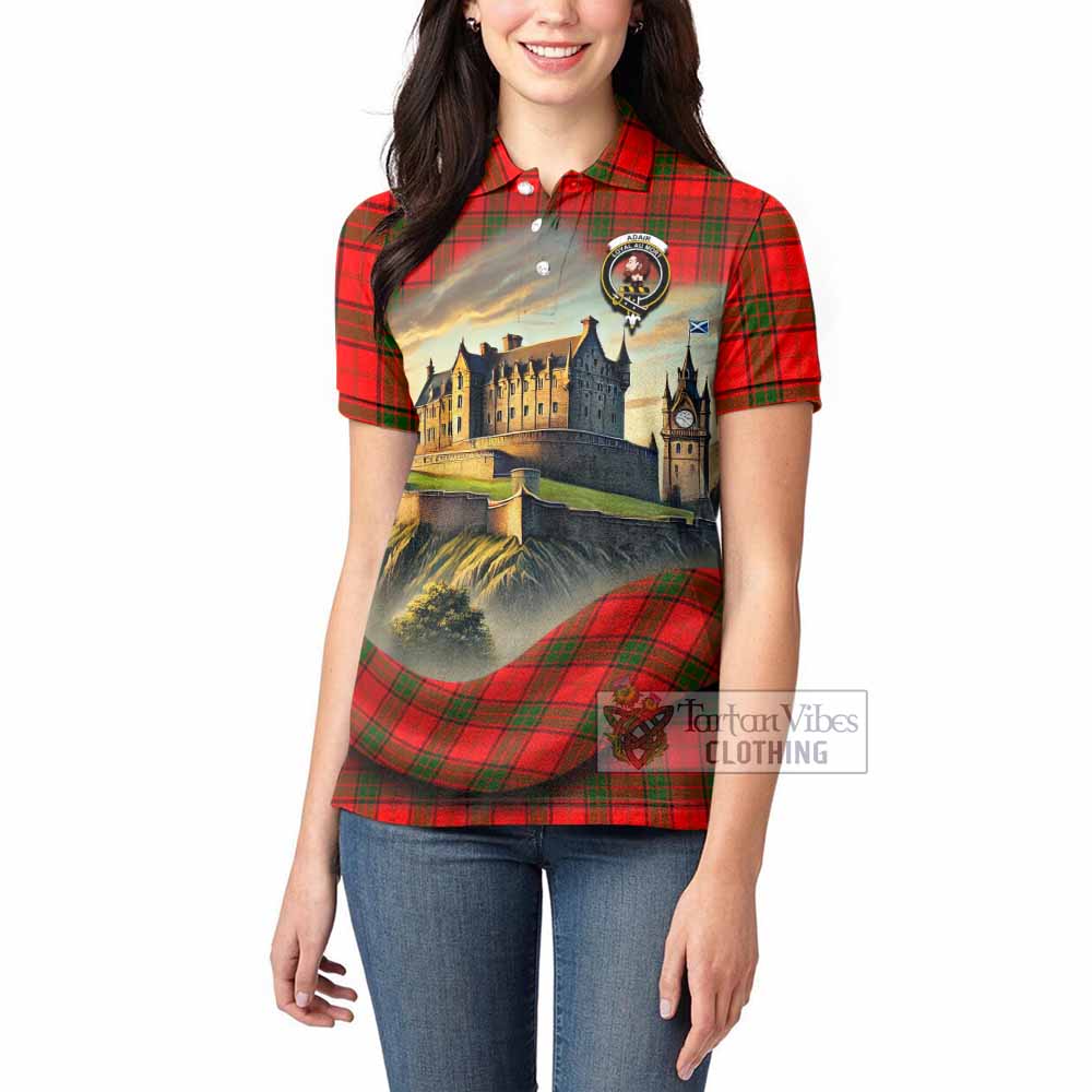 Tartan Vibes Clothing Adair Tartan Family Crest Women's Polo Shirt with Scottish Ancient Castle Stype