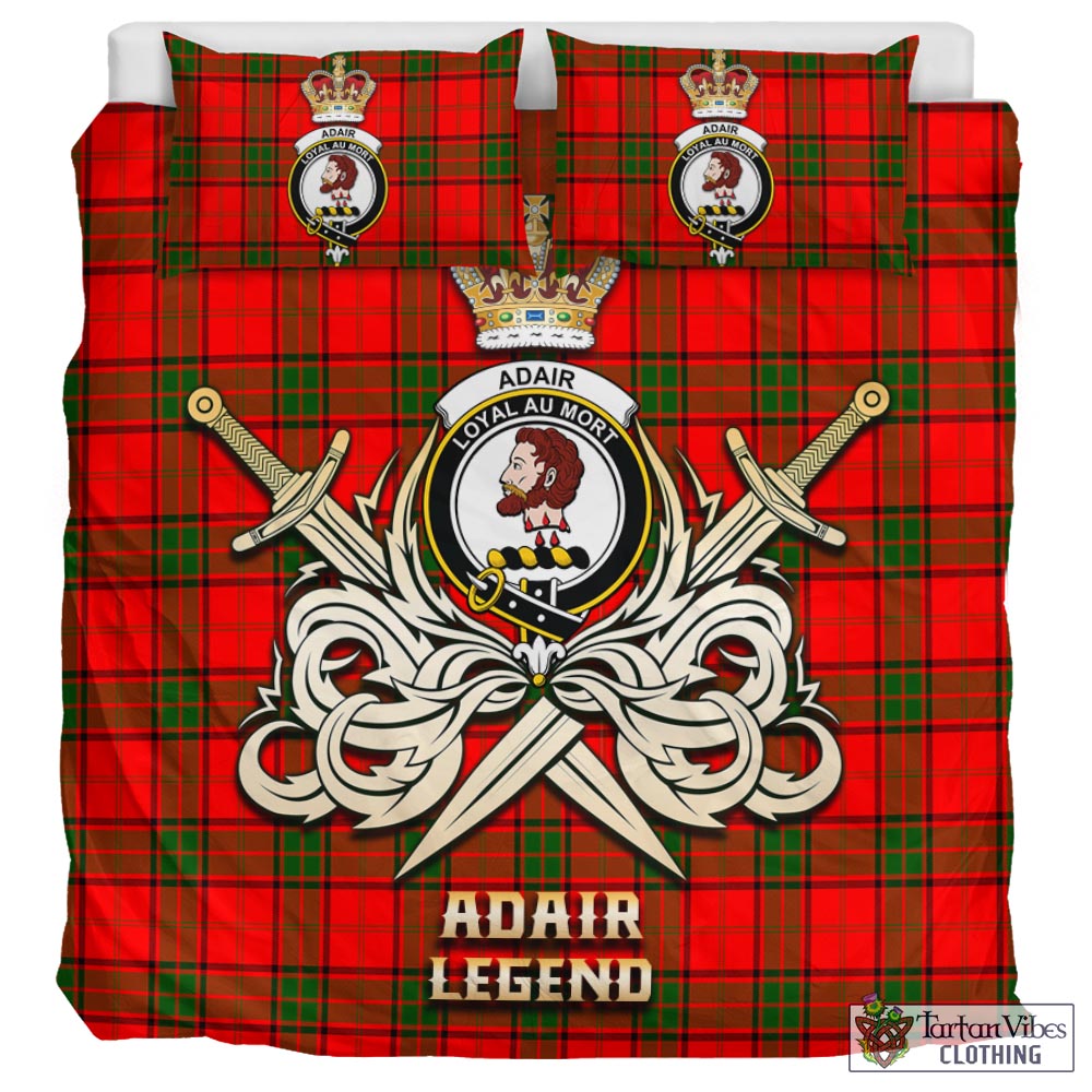 Tartan Vibes Clothing Adair Tartan Bedding Set with Clan Crest and the Golden Sword of Courageous Legacy