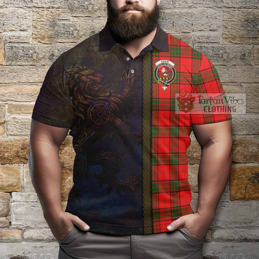 Tartan Vibes Clothing Adair Tartan Family Crest Polo Shirt Alba Gu Brath Be Brave Lion Ancient Style