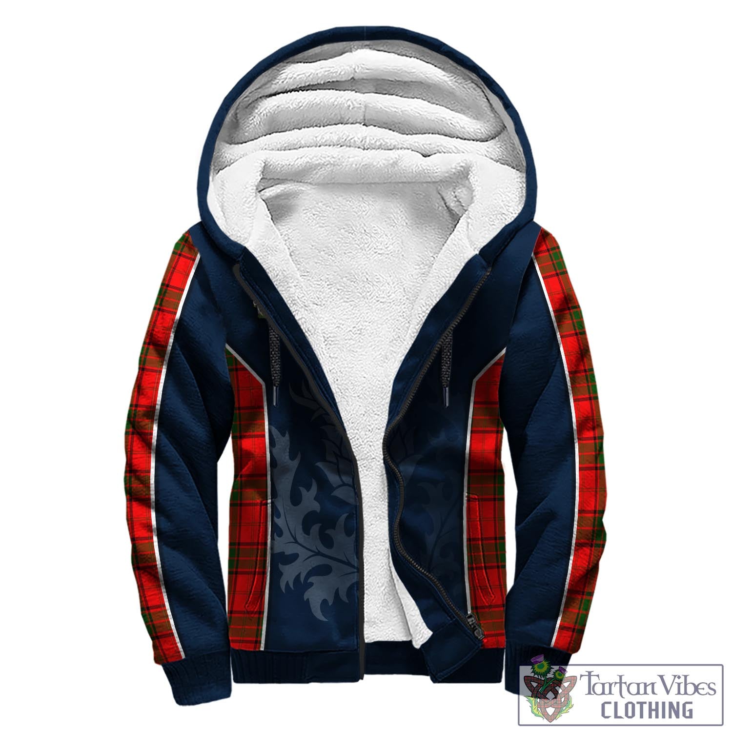 Tartan Vibes Clothing Adair Tartan Sherpa Hoodie with Family Crest and Scottish Thistle Vibes Sport Style