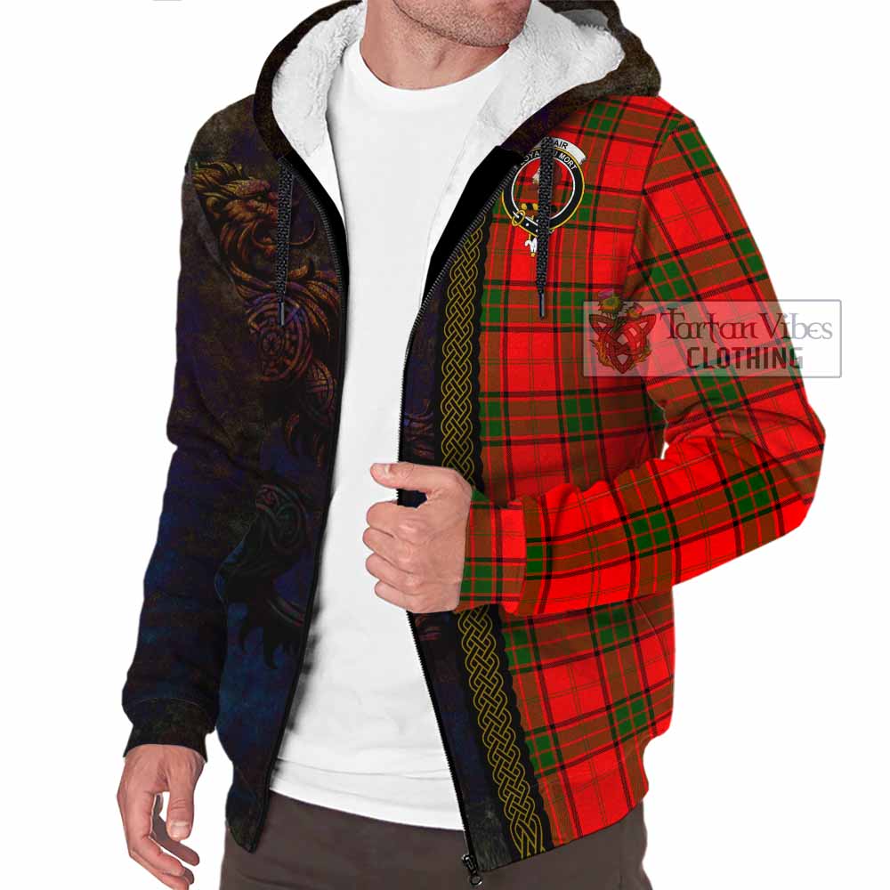 Tartan Vibes Clothing Adair Tartan Family Crest Sherpa Hoodie Alba Gu Brath Be Brave Lion Ancient Style