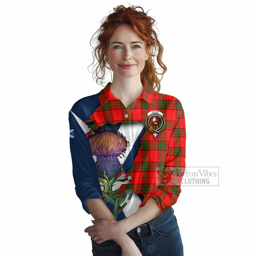 Tartan Vibes Clothing Adair Tartan Family Crest Women's Casual Shirt Scottish Thistle Celtic Inspired