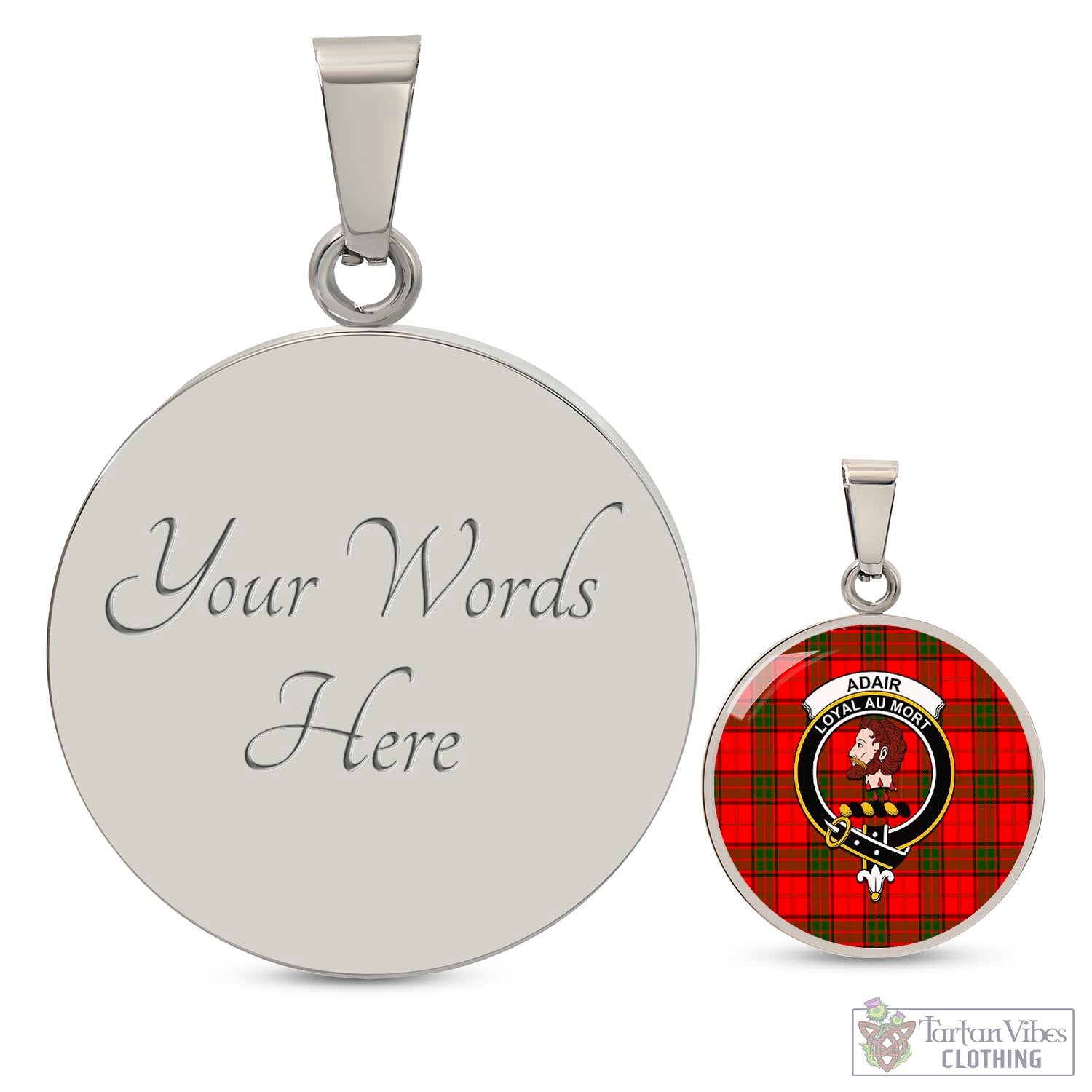 Tartan Vibes Clothing Adair Tartan Circle Necklace with Family Crest