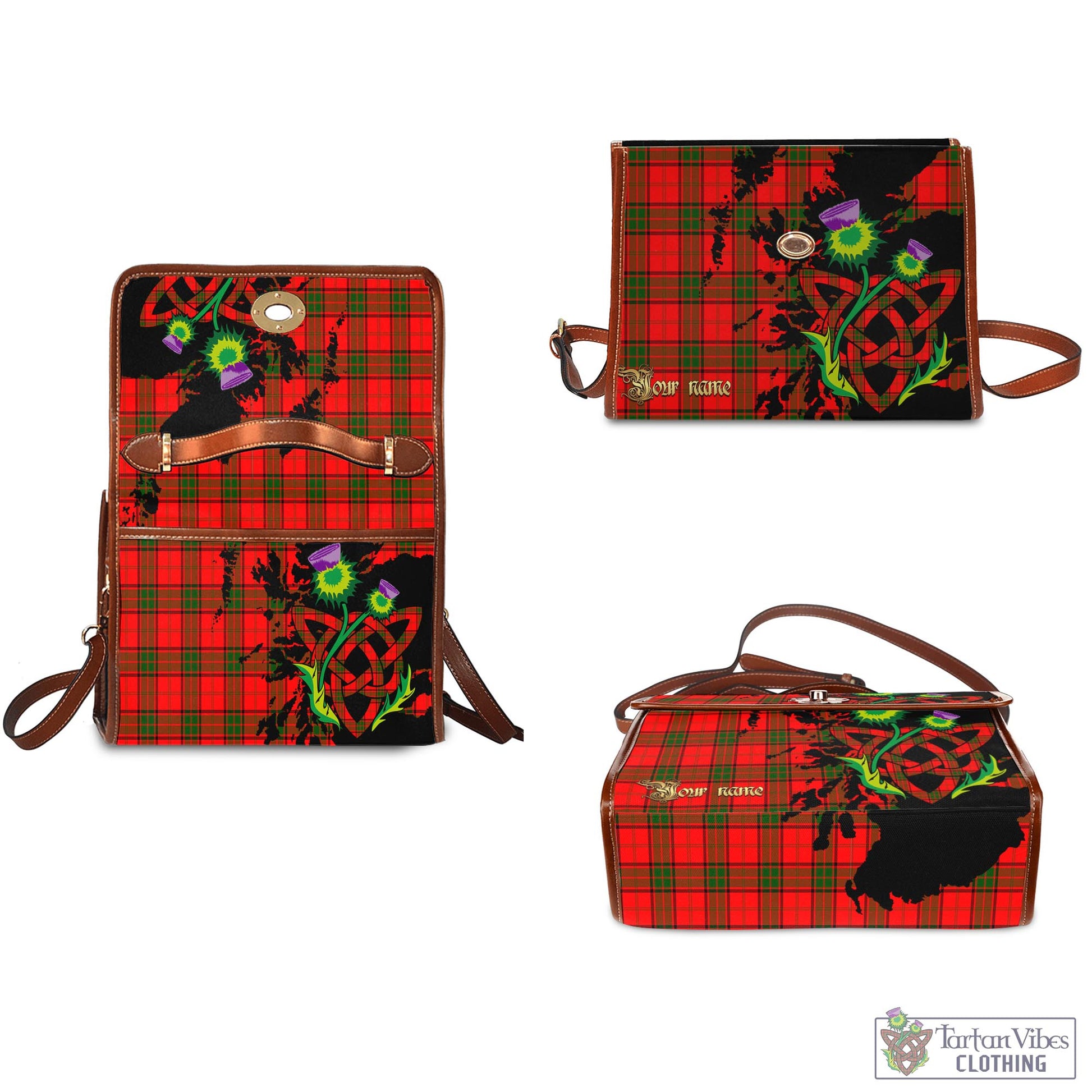 Tartan Vibes Clothing Adair Tartan Waterproof Canvas Bag with Scotland Map and Thistle Celtic Accents