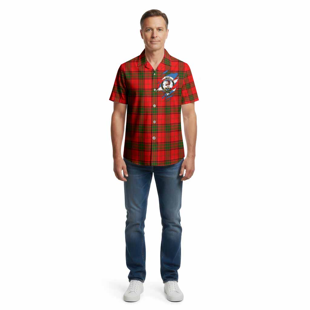 Adair Clan Crest In Me Tartan Cotton Hawaiian Shirt Scotland Flag Style