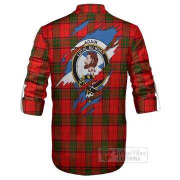 Adair Clan Crest In Me Tartan Ghillie Shirt Scotland Flag Style