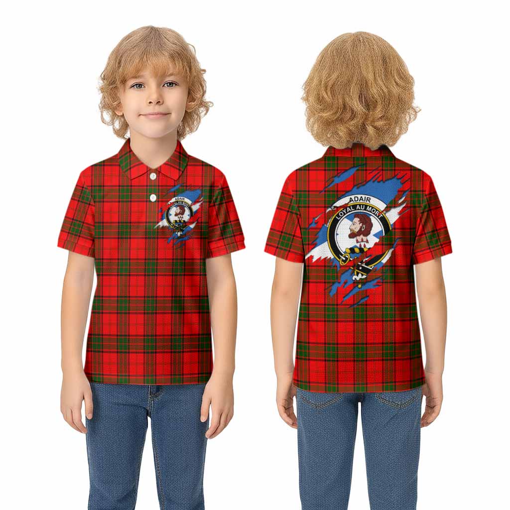 Adair Clan Crest In Me Tartan Kid Polo Shirt Scotland Flag Style
