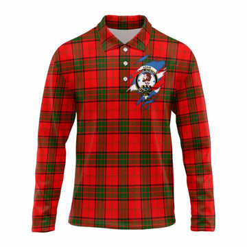 Adair Clan Crest In Me Tartan Long Sleeve Polo Shirt Scotland Flag Style