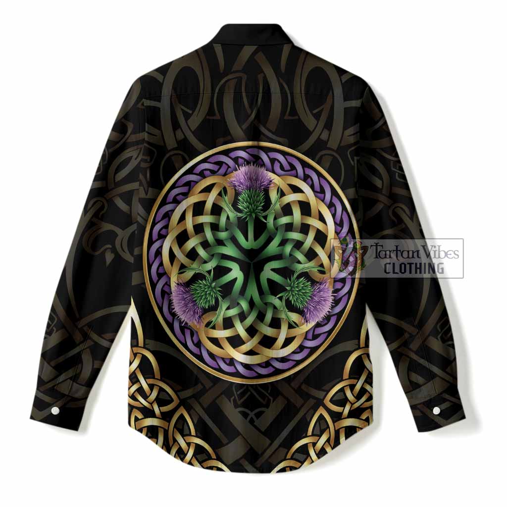 Adair Clan Crest Women Casual Shirt Celtic Scottish Thistle