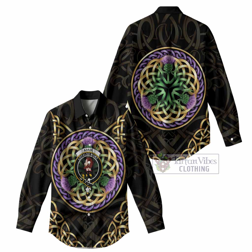 Adair Clan Crest Women Casual Shirt Celtic Scottish Thistle
